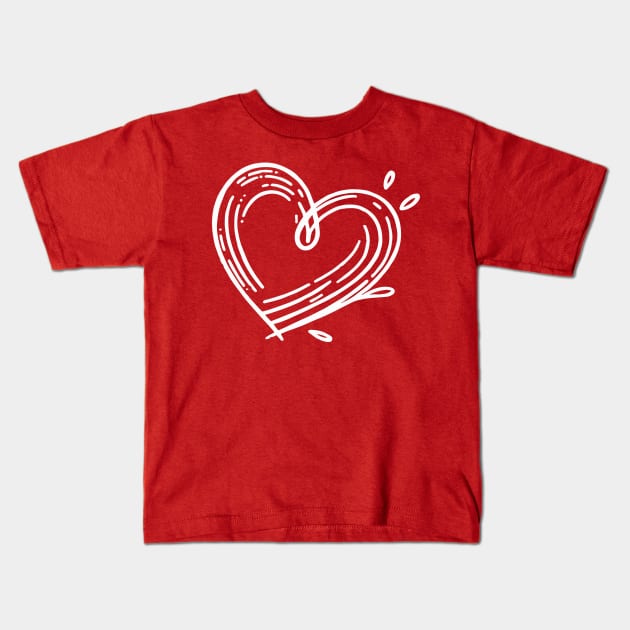 White Love Heart Kids T-Shirt by Heartsake